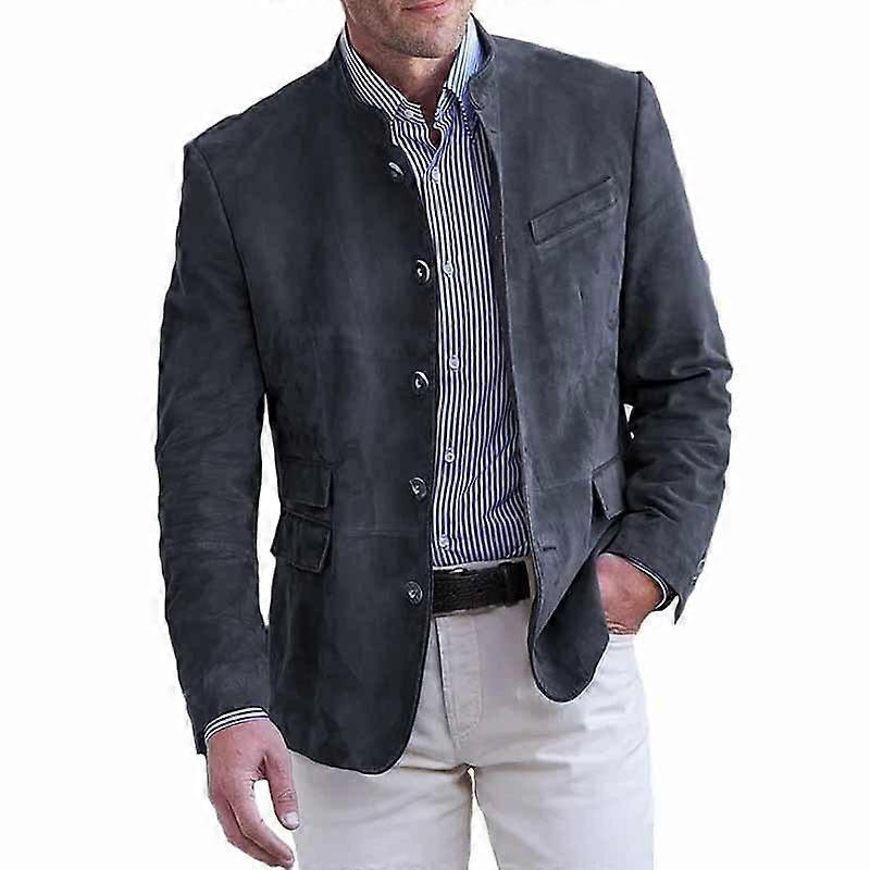 Autumn And Winter Men's Fashion Casual Suit Jacket Long Sleeve Stand-up Collar Single-breasted Solid Colour Suit