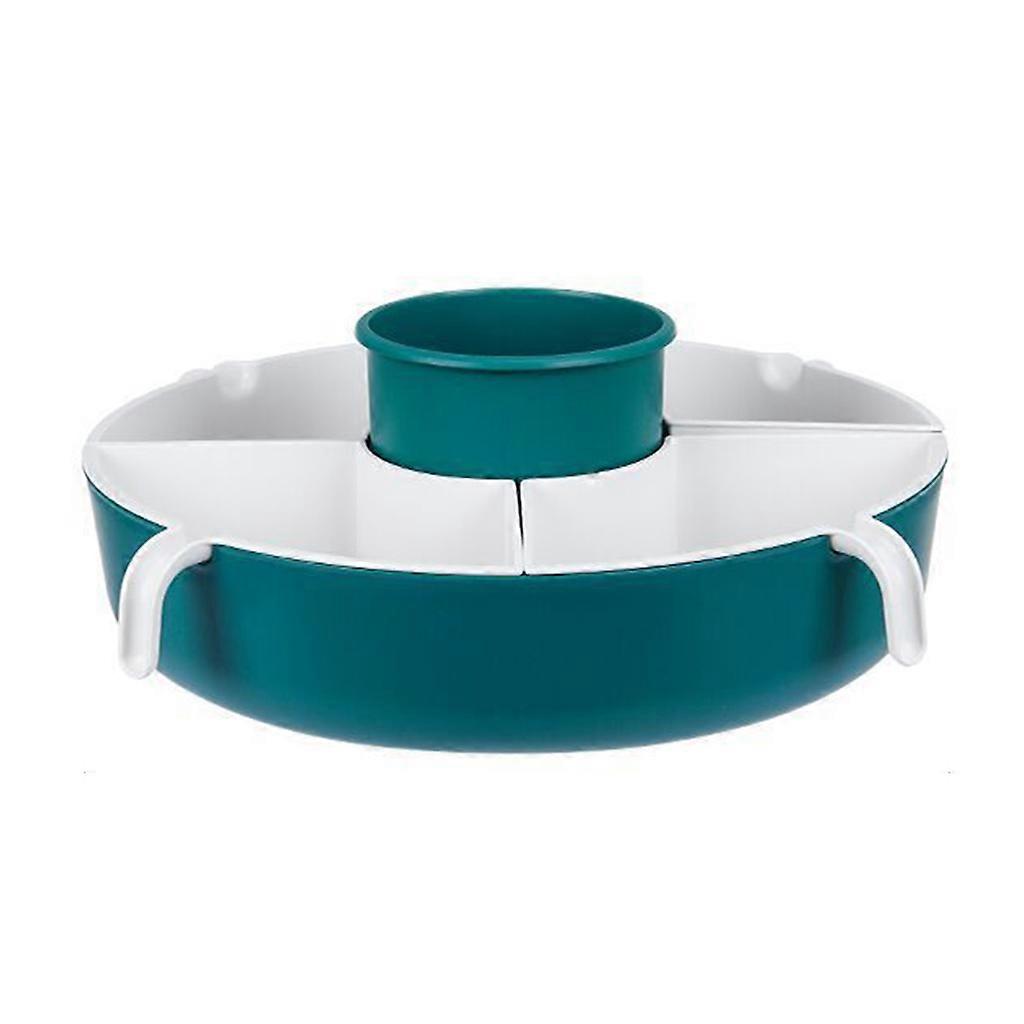 Vegetables Fruit Drain Basket Rice Washing Kitchen Sink Strainer Noodles Bowl Gadget Colander 5 Compartments Rotation Strainer Blue