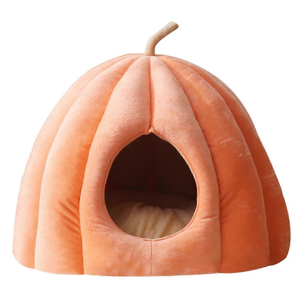 Pet Tent Soft Bed for Small Dogs & Cats 13.8" x 13.8" x 13.8" Self-Warming Condo Machine Washable Cave Design Dog House  Orange