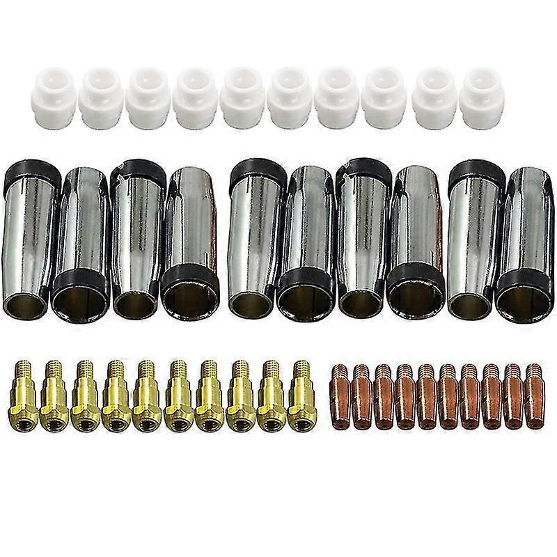 40Pcs Consumables Tip+Electrode+Shield Cups Gas Ring for Binzel Mig 24Kd Torch Use for Mig Welding