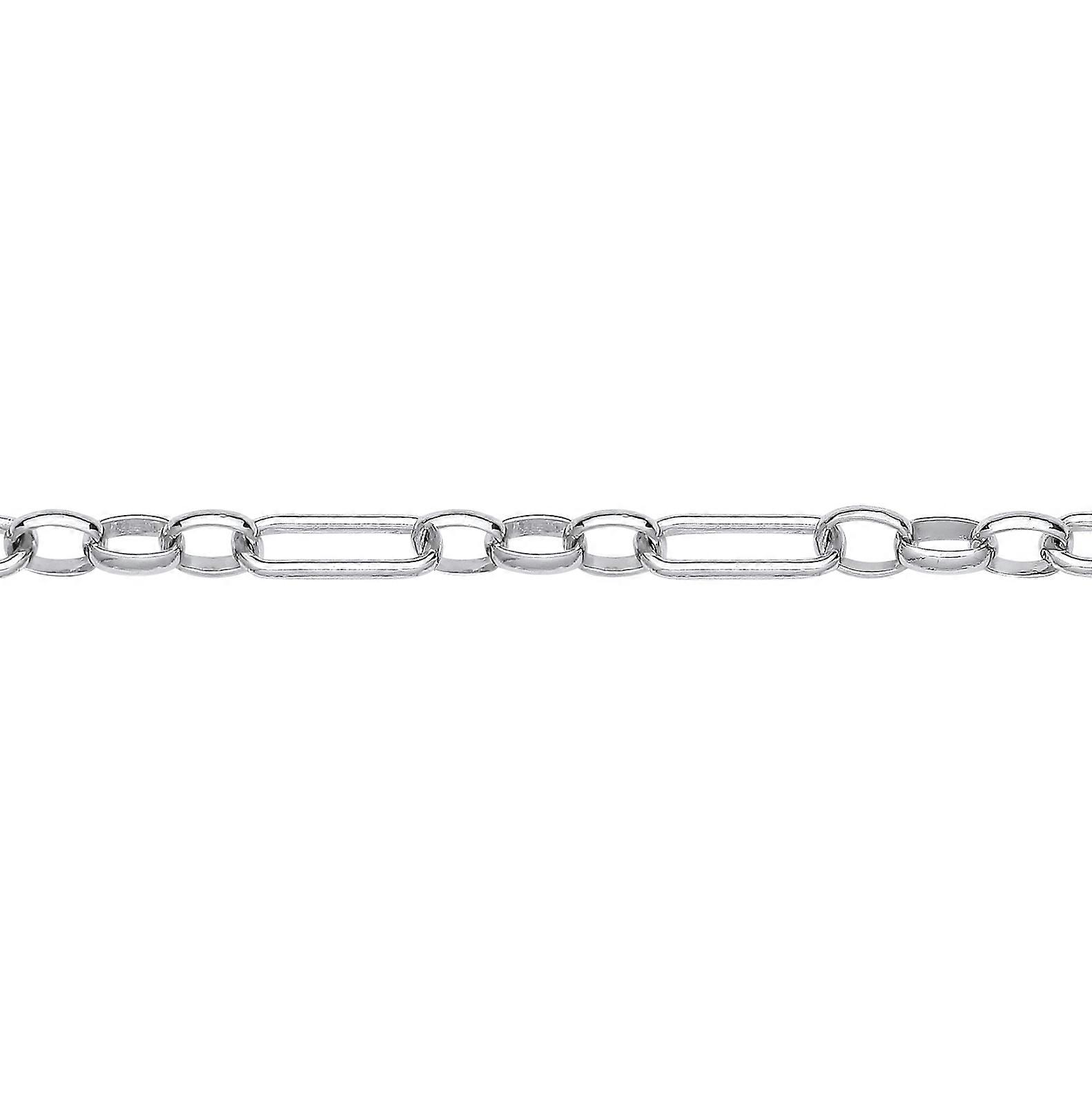 Jewelco London 女士镀铑纯银菲加罗椭圆形纸夹Belcher链条项链5mm 20英寸50cm