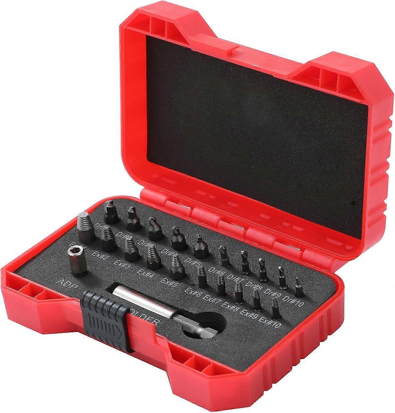 22Pcs Damaged Screw Extractor Kit, Screw Extractor for Fast Removal of Screws and Bolts, Broken Screws Magnetic Extension Bit Holder and Socket Adapte