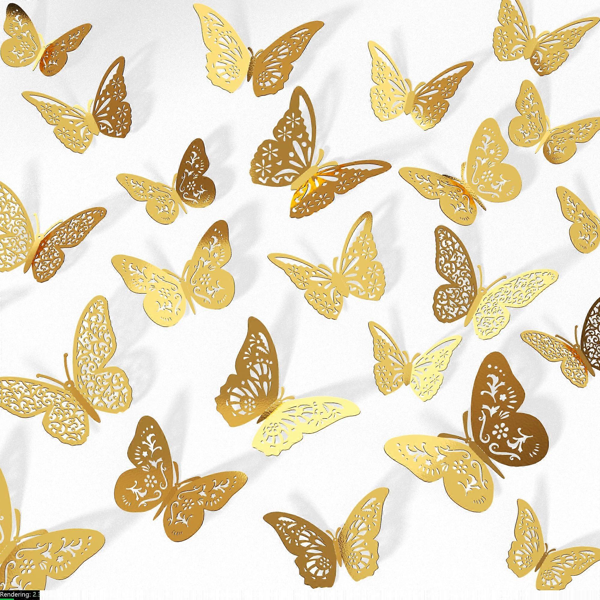 48 Butterfly Wall Decorations, 3 Sizes for Rooms & Parties