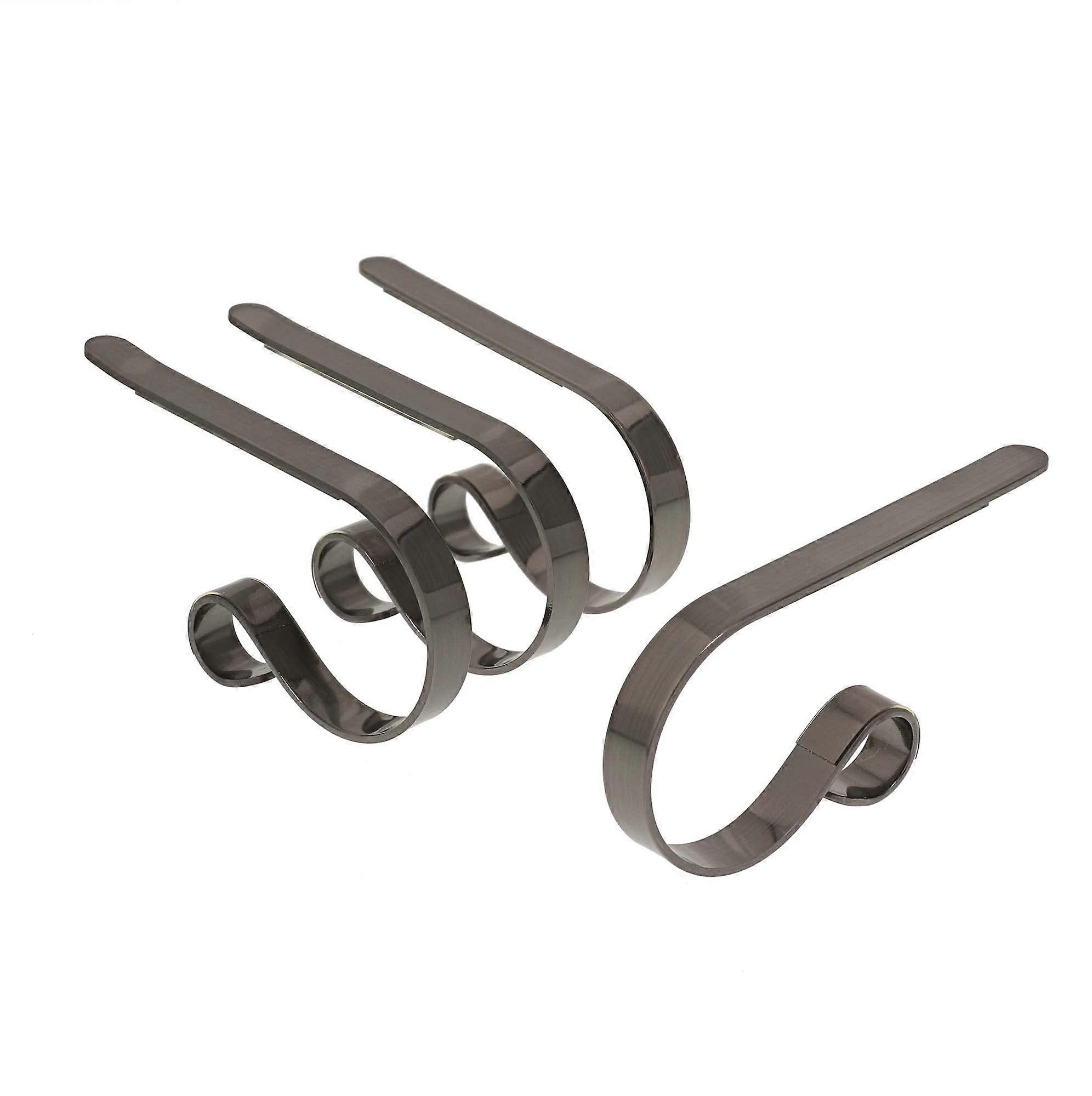 Brushed Nickel Stocking Holders - 4-Pack, Decorative Wall-Mounted Hooks for Christmas Stockings, Heavy-Duty Design