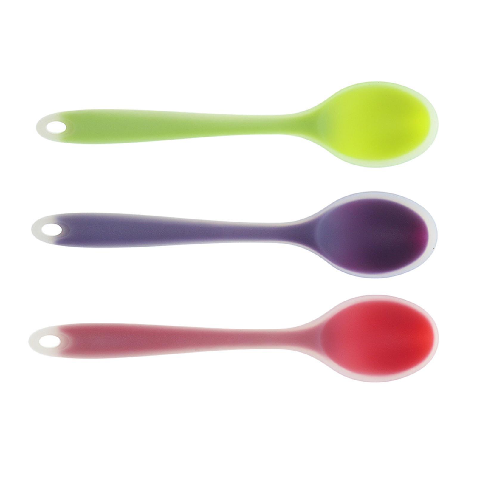 3pcs 8'' Long Silicone Soup Spoon New High Quality Tool for Dinner Table