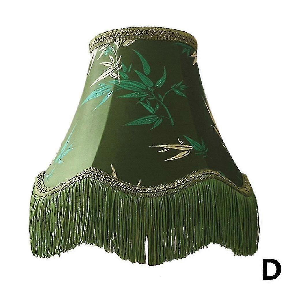 Elegant Green Lampshade with Tassel, Victorian Vintage Lampshades Retro Table Lamp Shade European