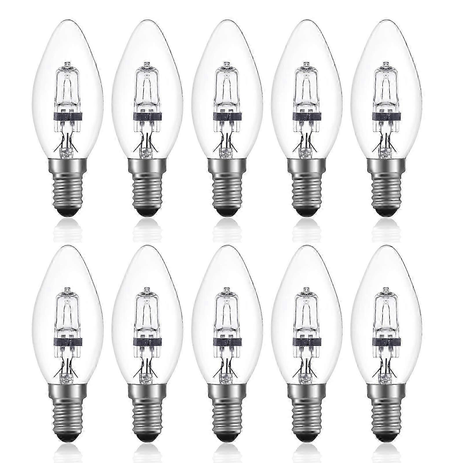 42W E14 C35 منابة هالوجين قابلة للتعتيم AC 220-240V أبيض دافئ 2700K e14 لمبة شمعة هالوجين شفافة (10 قطع)