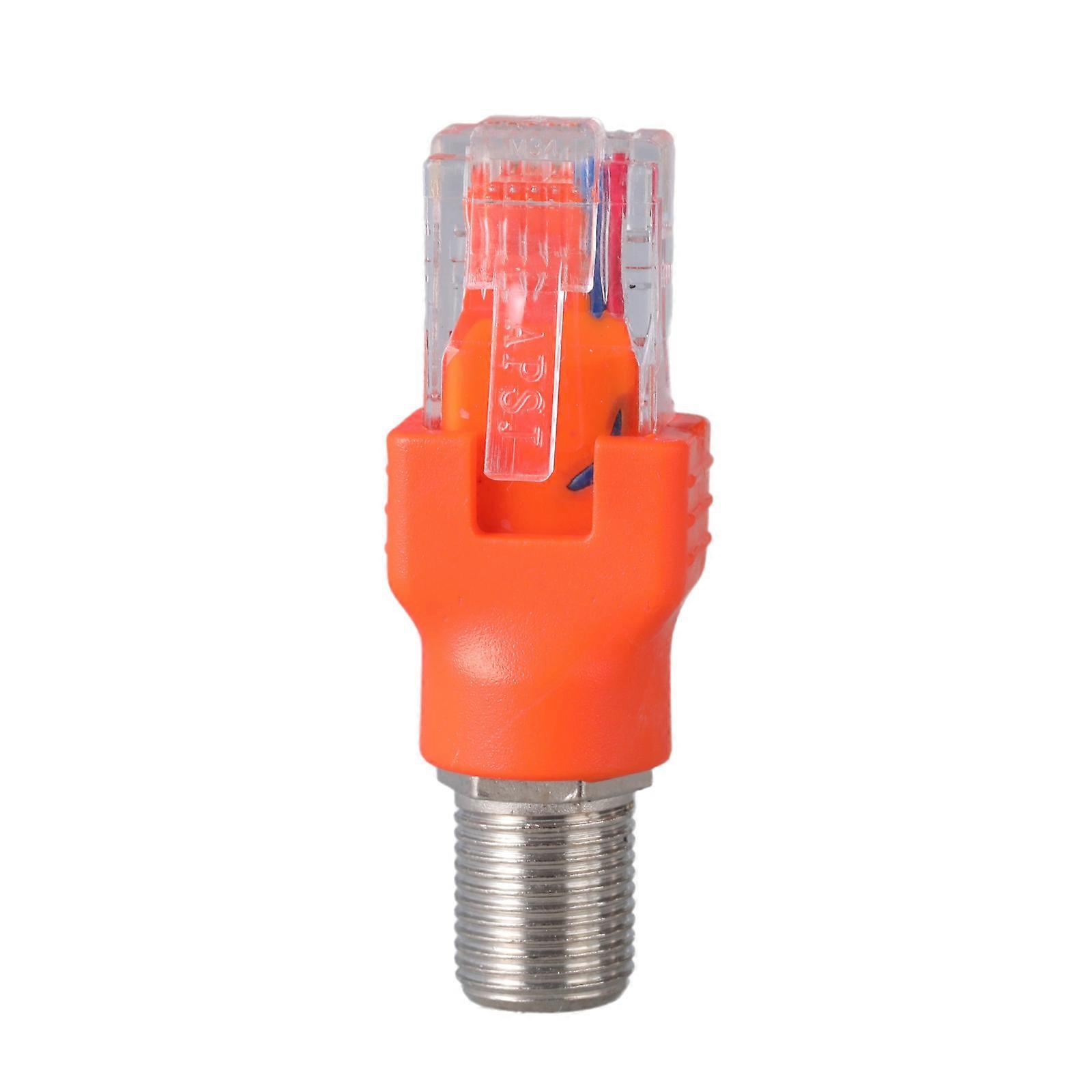 F to RJ45 Converters Adapter R-F Female to RJ45 Male Ethernet Coaxial Coupler Coax Adapters for Line Tester orange color