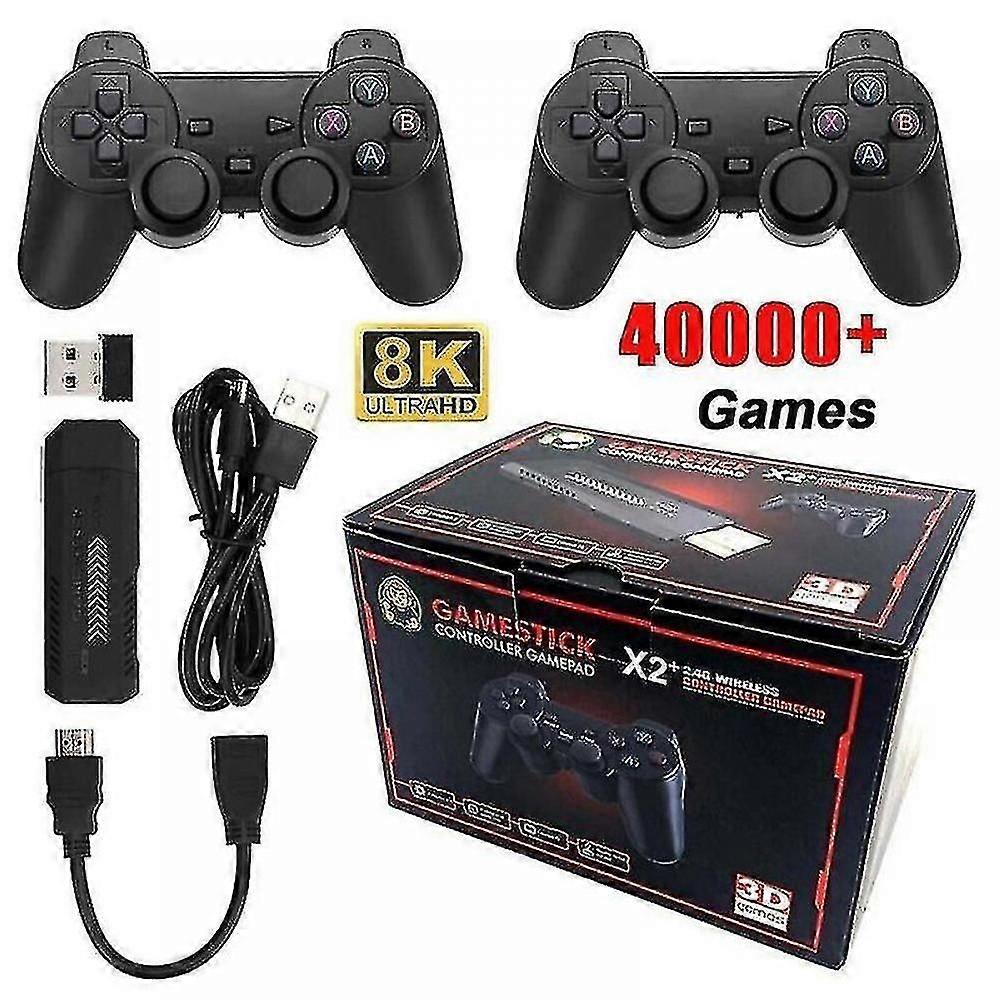 X2 Plus Game Stick - Compatible Retro Console Double Wireless Controller 128gb 40000+games Gift_Special Gift