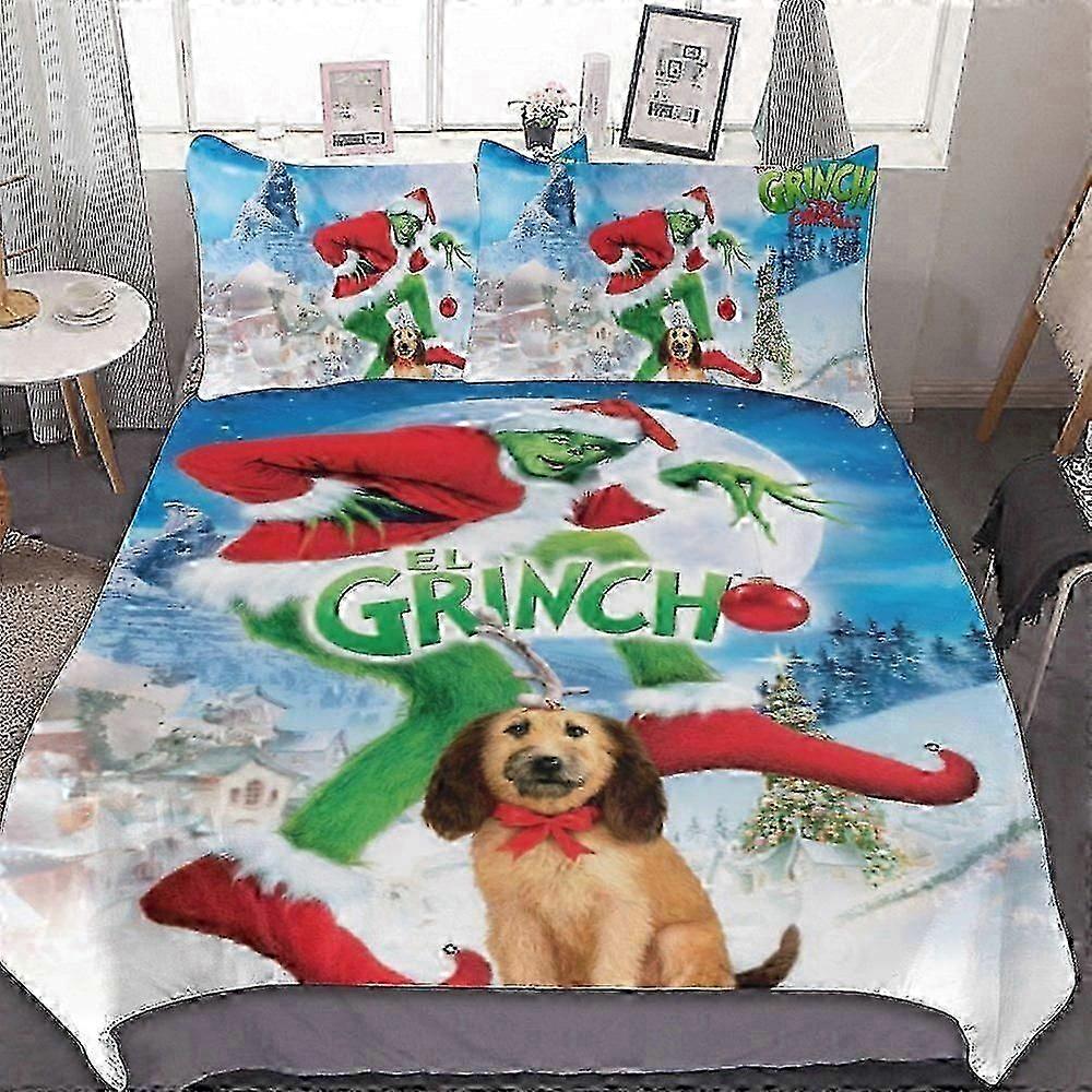 o483 Lençóis GrinchConjunto de Cama de 3 Peças Conjunto de Capa de Edredom Macio e Confortável Conjunto de Cama com (1 Capa de Edredom e 2 Fronhas) Lençóis fg4