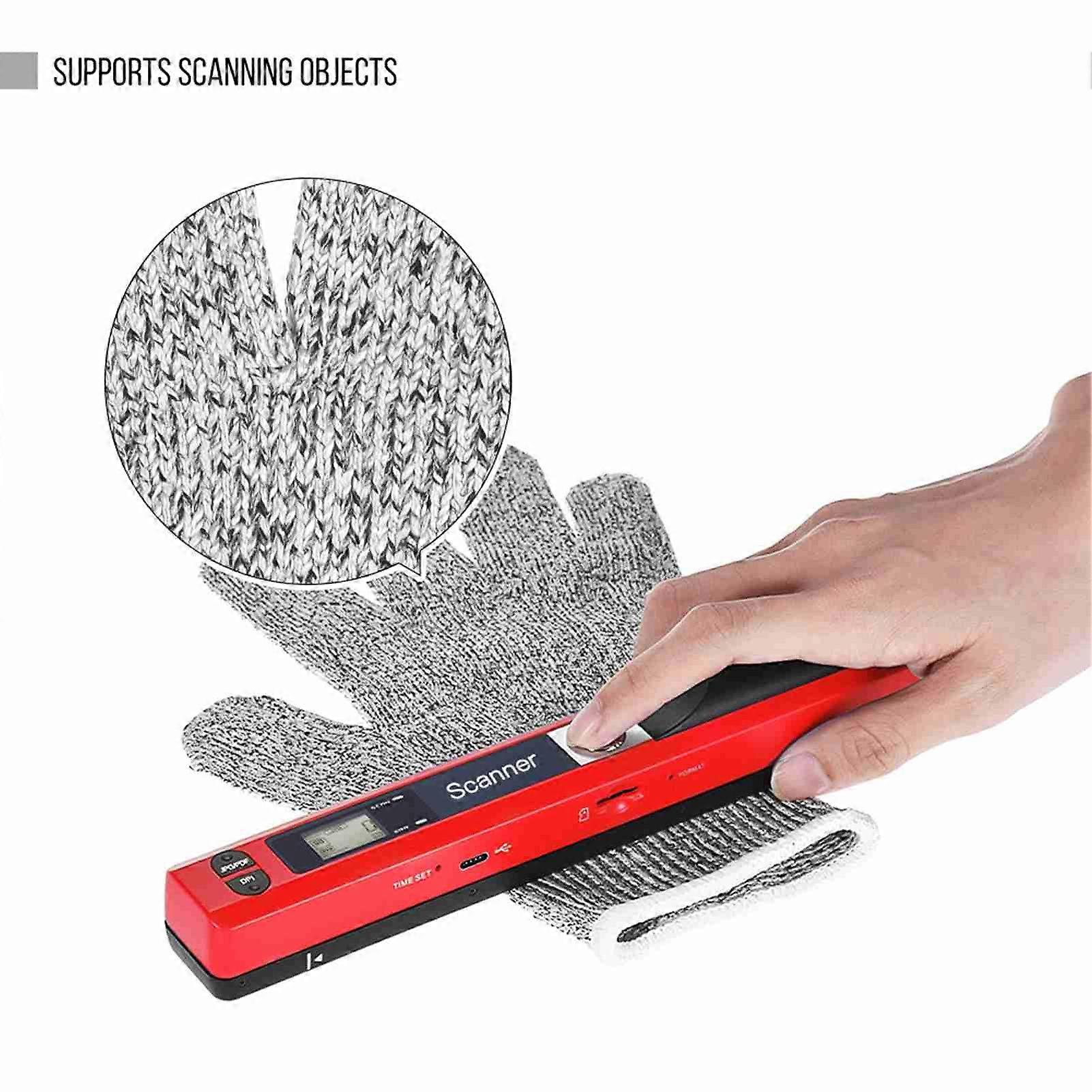 Portable Handheld Wand Wireless Scanner A4 Size 900DPI JPG/PDF Formate LCD Display with Protecting Bag and 8GB TF Card for Business Document Reciepts