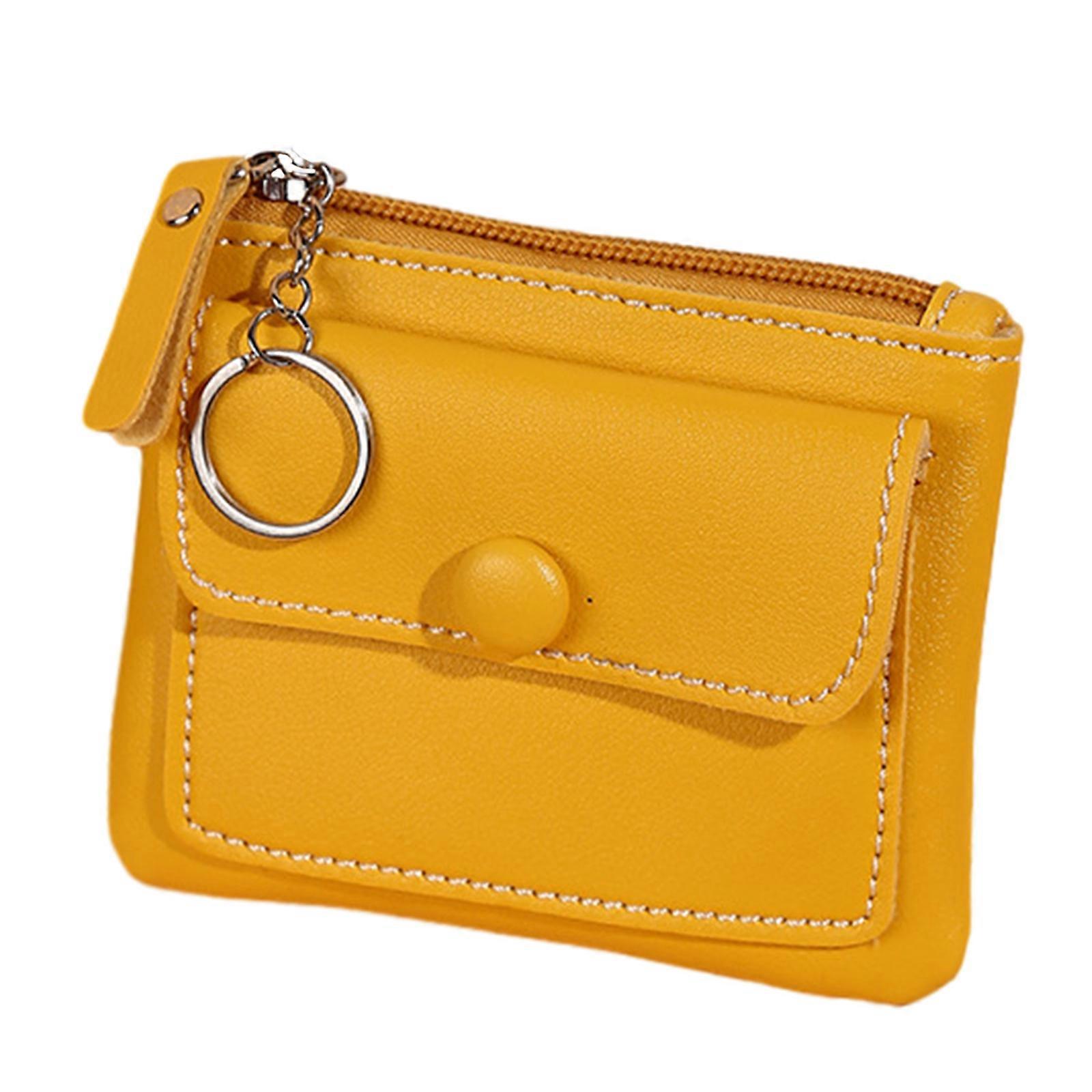 Portable Short Wallet with High Quality Zipper Purse Change Pockets Practical Coin Holder for Daily Use Yellow
