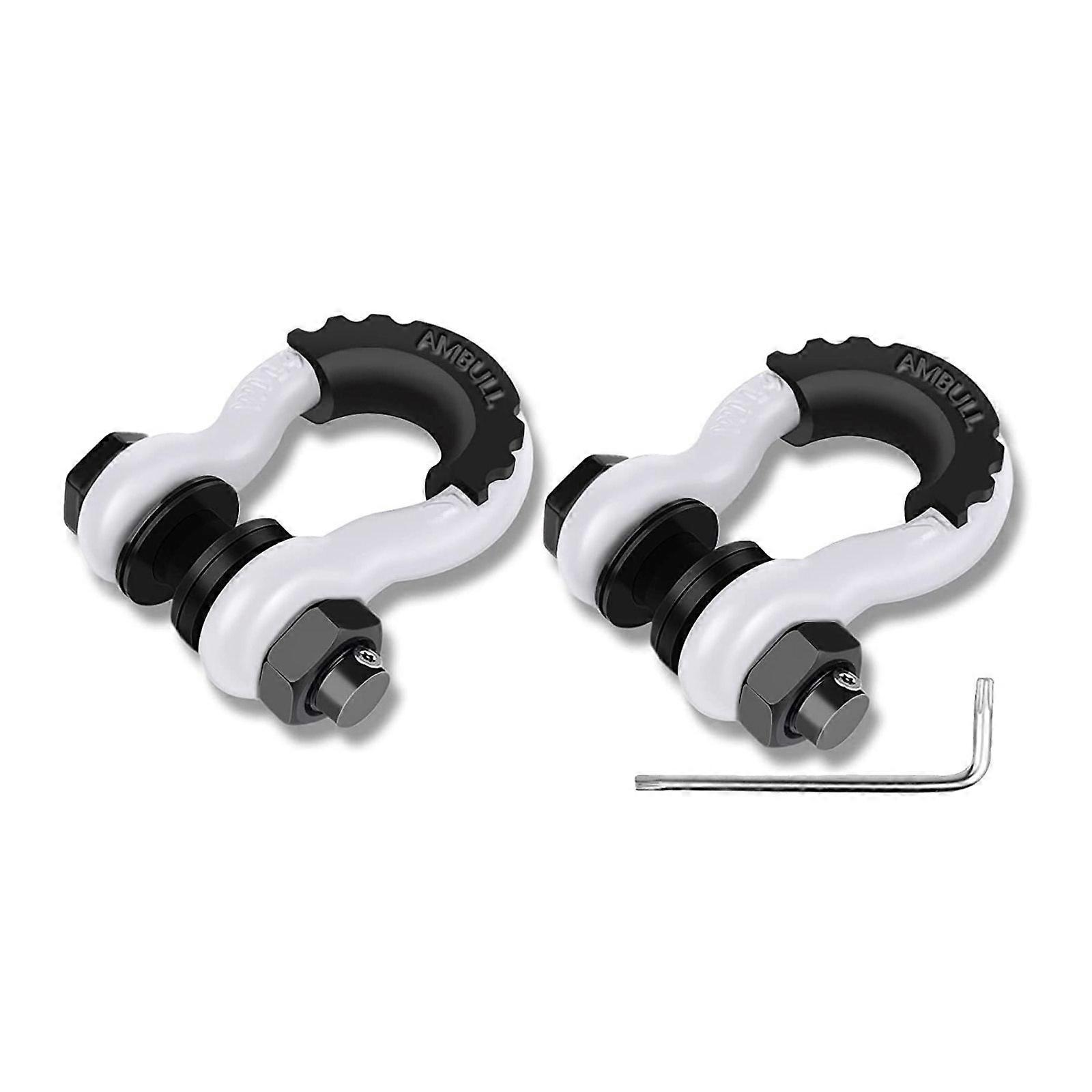 3/4 Inch D-Ring Shackles with Locking Pin & Black Isolator Washer Kit to Use With Tow Strap Carbon Steel for Vehicles