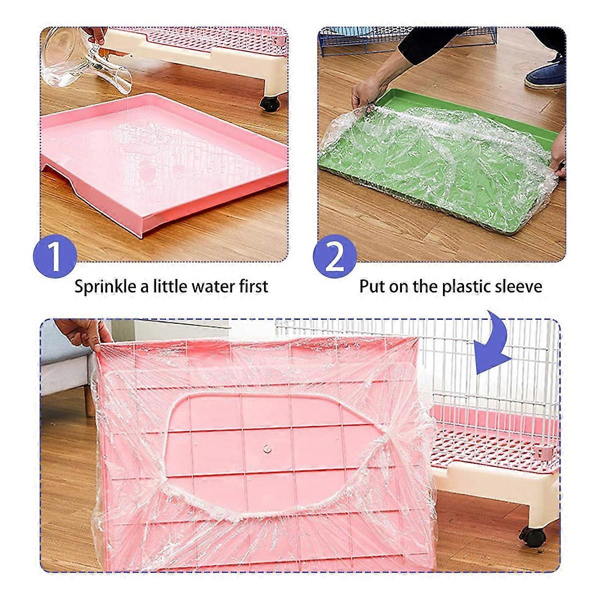 50 Pcs Disposable Cage Liner, Clear Plastic Bunny Cage