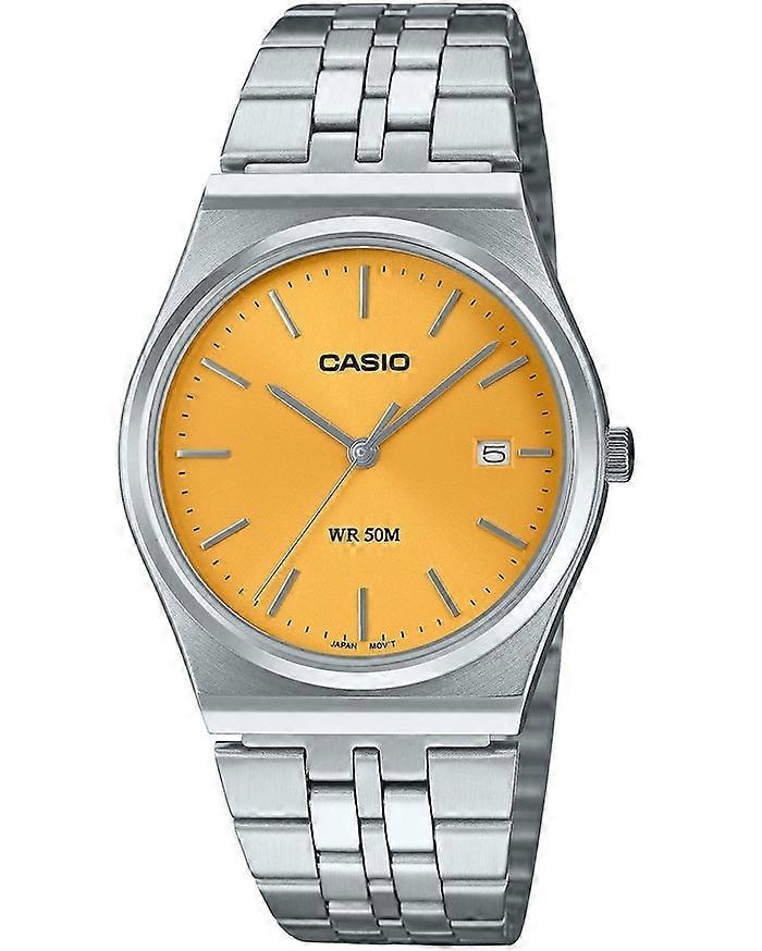 Casio Mtp-b145d-9avef Men's Analog Watch – Yellow Dial With Stainless Steel Bracelet