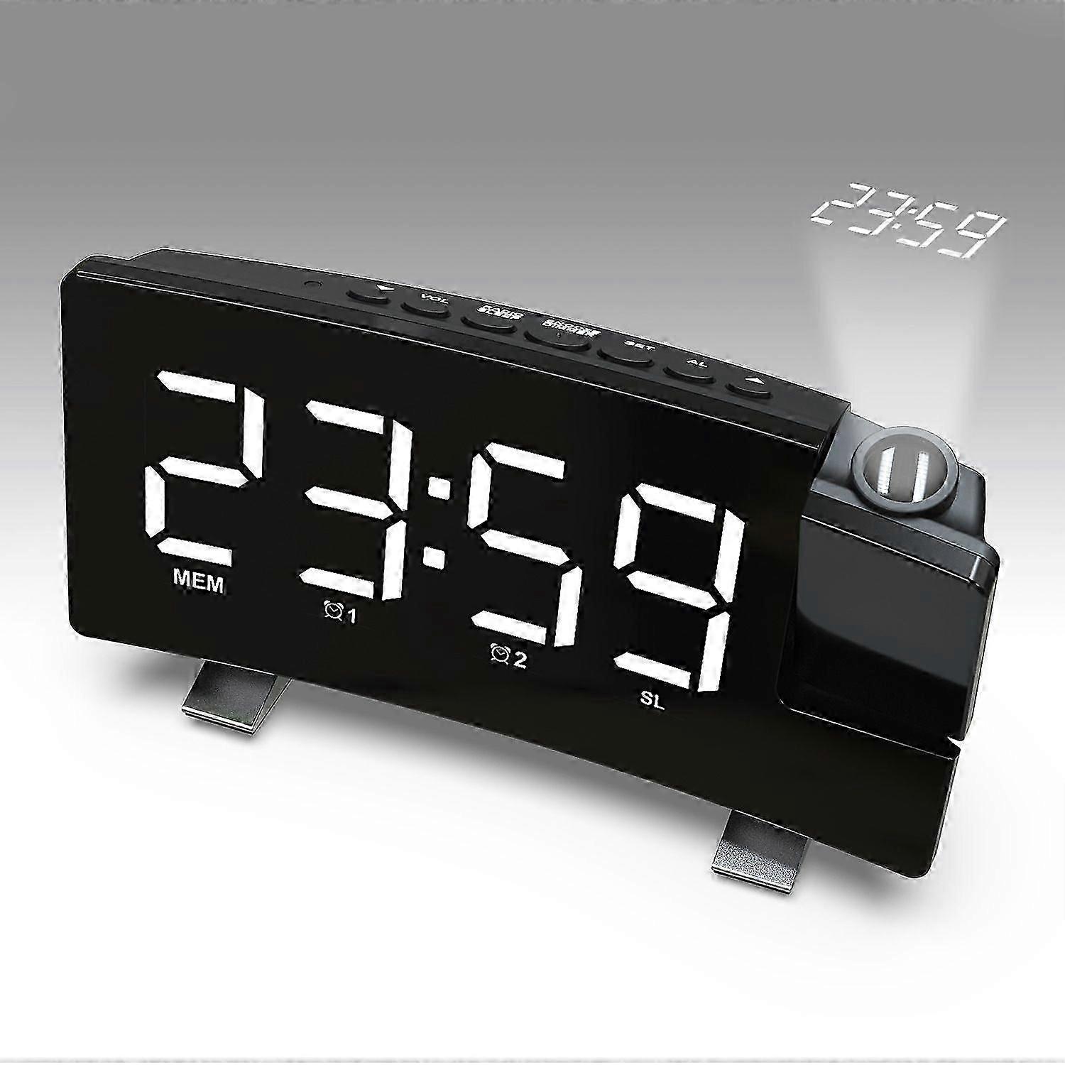 Projection Alarm Clock, Digital Clock With 180 Rotatable Projector, 3-level Brightness Dimmer