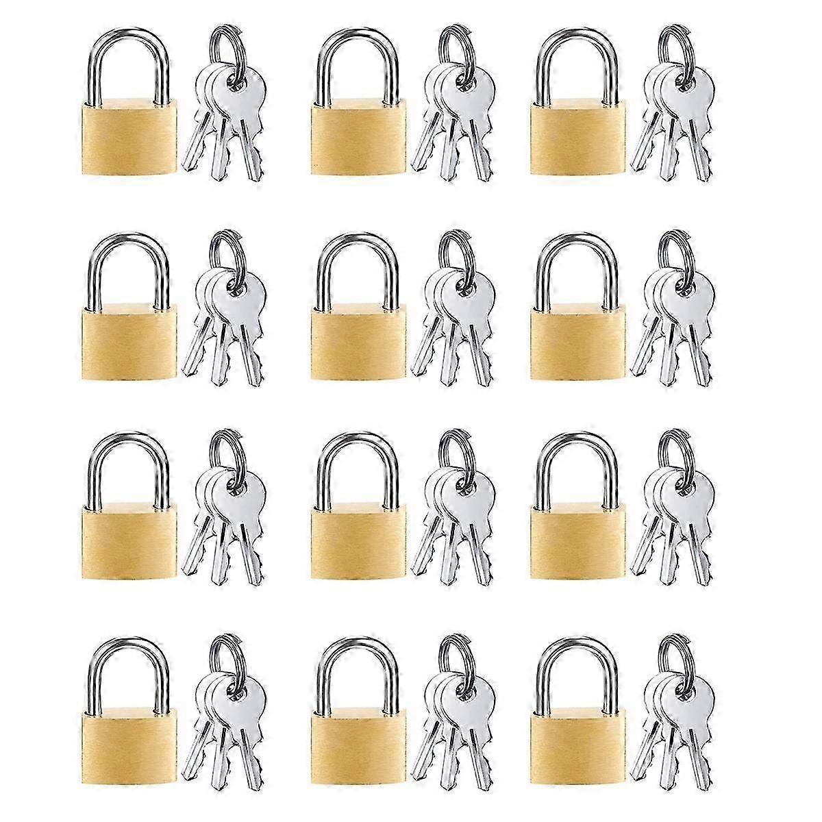 12 Pack Mini Padlock Small Padlock Solid Brass Locks with 3 Key for Luggage Lock,Backpack,Gym Locker Lock,Suitcase Lock Edition a