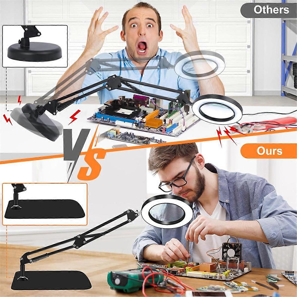 10X Magnifying Glass With Light And Stand, LED Desk Magnifier