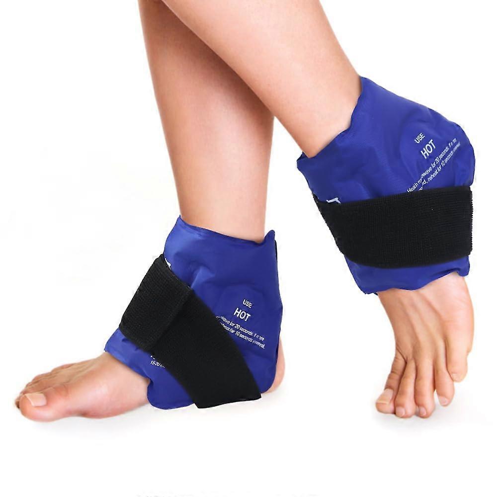 Ice Pack Wraps 2 Pack - Ankle Cold Therapy Packs for Injuries, Tendonitis Relief, Reusable, Adjustable, Blue