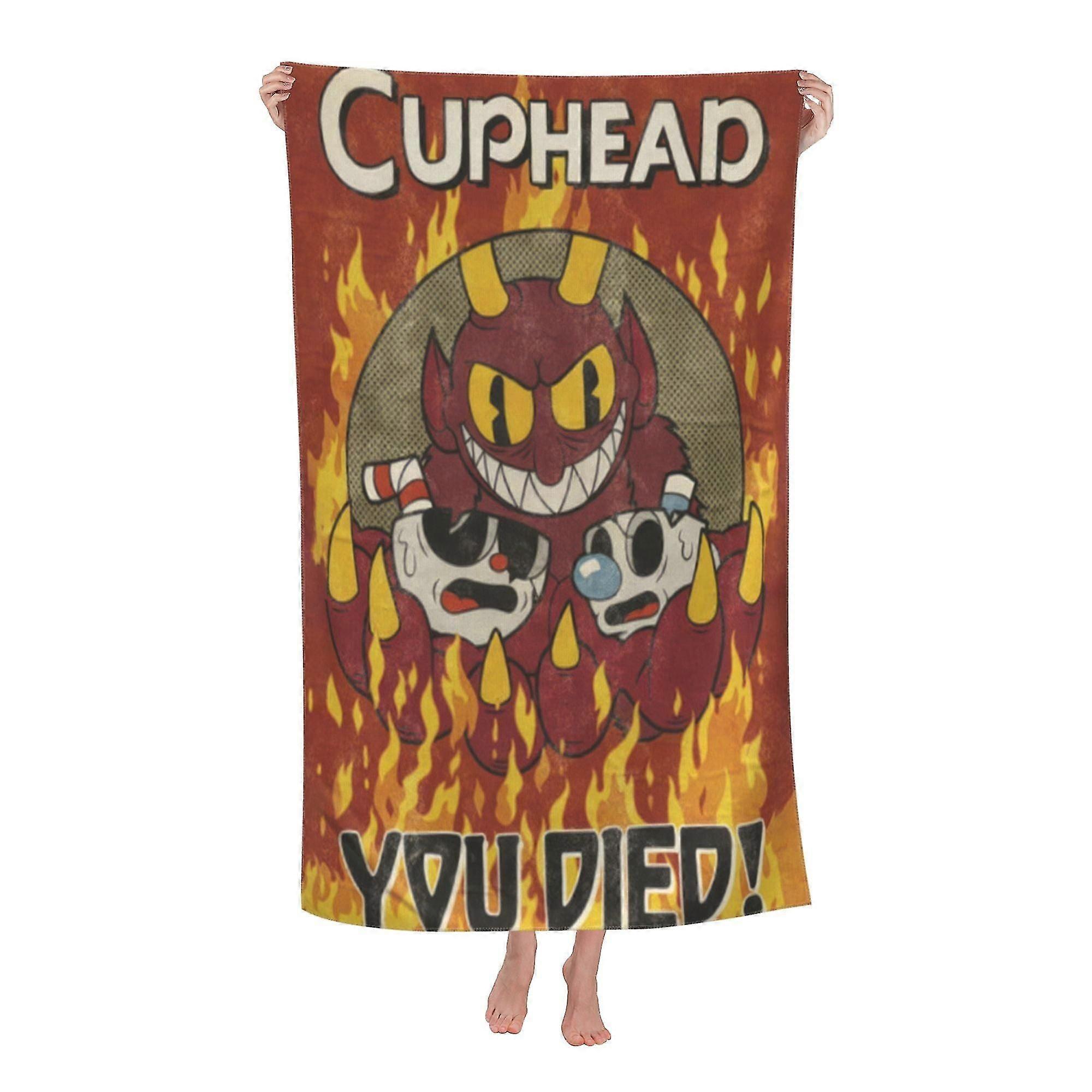 Cuphead badehåndkle, stort badehåndkle i mikrofiber