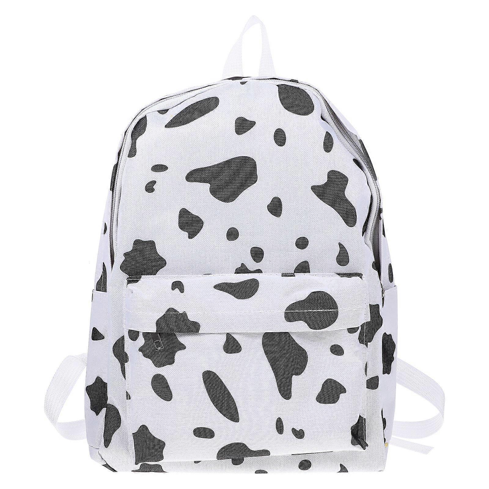 1pc Storage Backpack Adorable Cow Prints Shopping Backpack Canvas Schoolbag