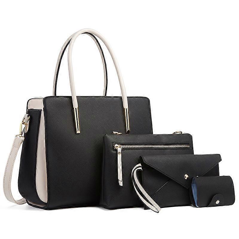 4 In 1 Fashion Color-Block Messenger Handbag Large-Capacity Bag