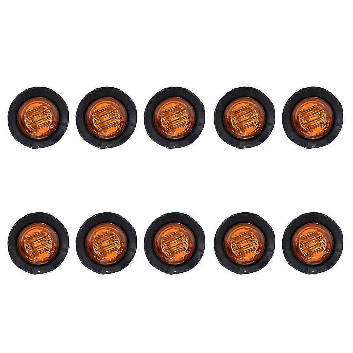10-in-1 Amber LED Round Side Marker Lamp for Enhanced Visibility