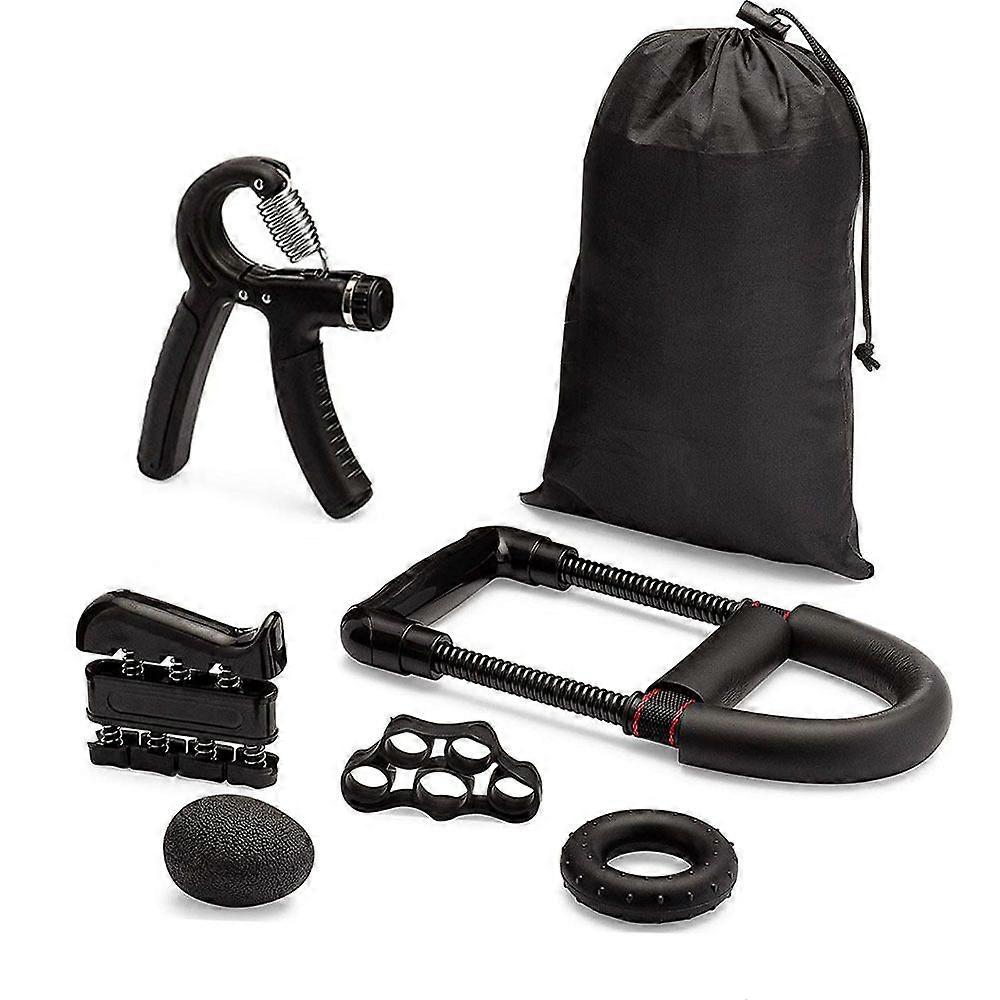 Hand Strength Kit of 6, Forearm Strength Training, Hand Gripper 5-60 kg, Finger Exerciser, Finger Stretcher, Exercise Ring and Stress Ball