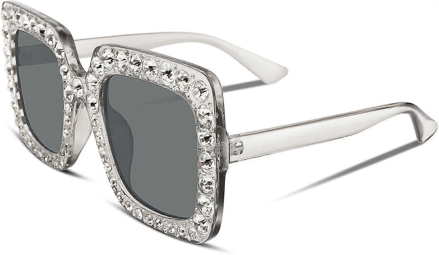 Ladies Sunglasses Square Thick Frame With Crystals