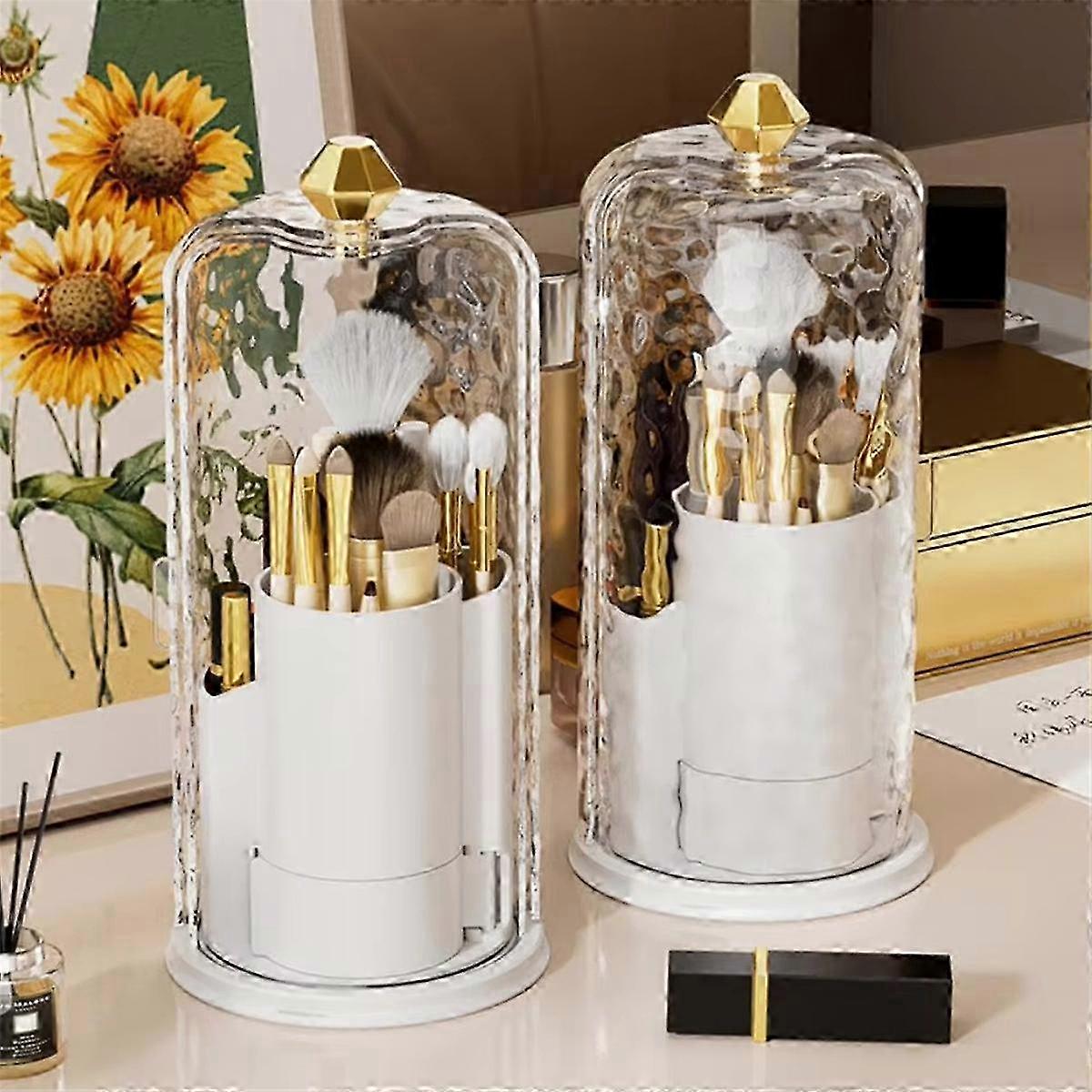 Makeup Brush Storage Box with Transparent Lid Large Capacity B - FFA