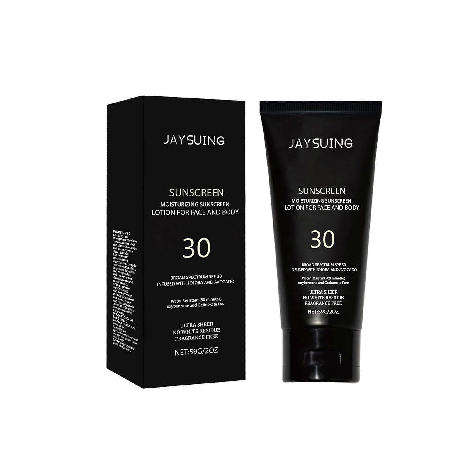 Sunscreen, Moisturizing Sunscreen Lotion for Face and Body, Broad Spectrum SPF 30 Infused With Jojoba, Avocado Oil, Waterproof & No White Residue