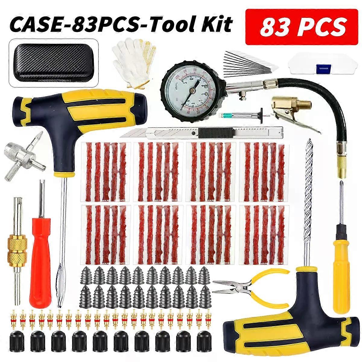 Kit di riparazione pneumatici per auto Strumenti per tappi di foratura Emergenza foratura per pneumatici universale Strisce di pneumatici Kit di strumenti di riparazione colla per agitazione