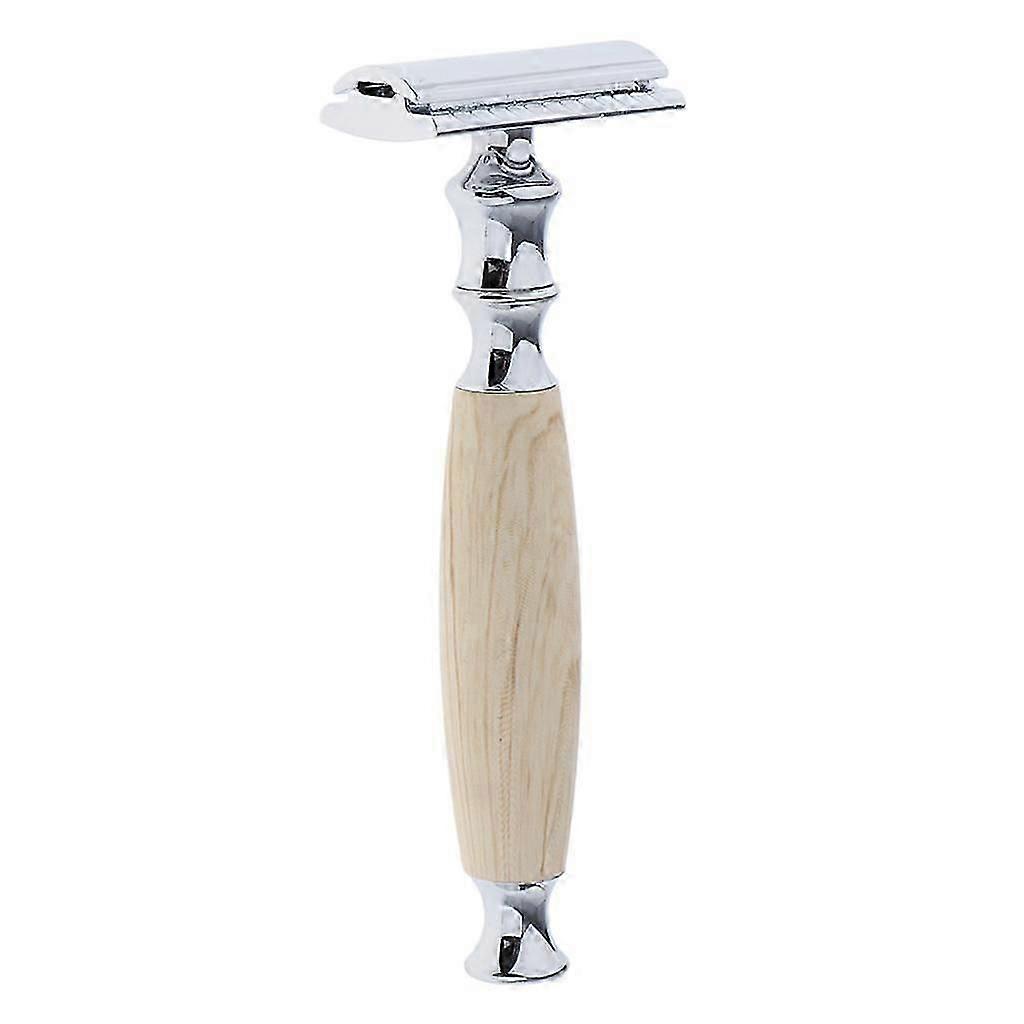 Wood Handle Double Edge Safety Shaving Razors Moustache Grooming Tool Brown
