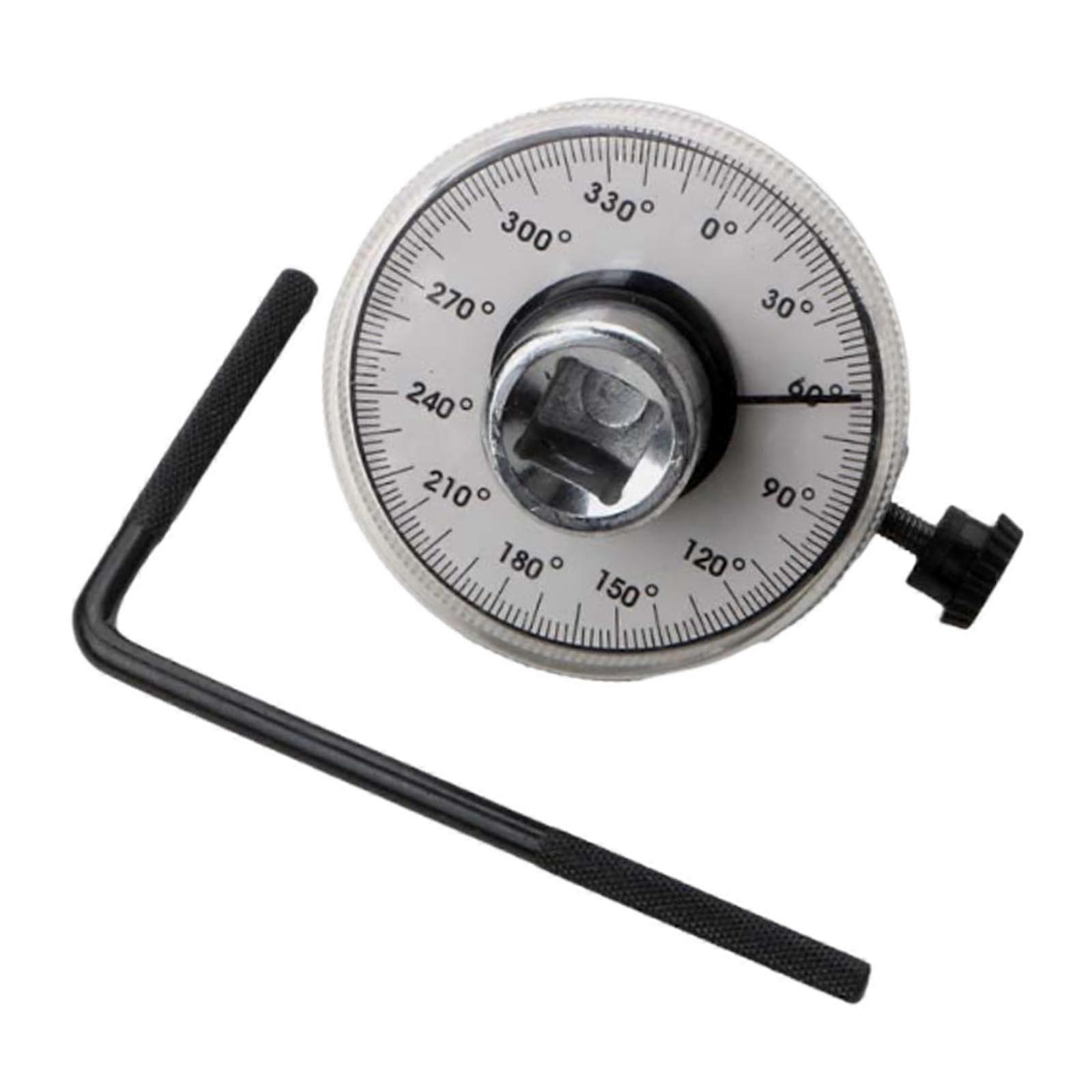 Torque Angle Gauge, 1/2-Inch Drive, 360 Degree Adjustable Angle Meter For Torque Wrenches, Silver Hand Tool, Dad Gift
