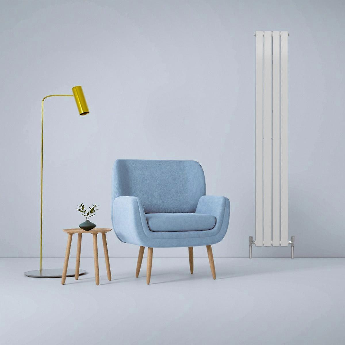 Designer Radiators 180 x 28cm Flat Panel Modern Central Heating Gloss White Vertical Column Double