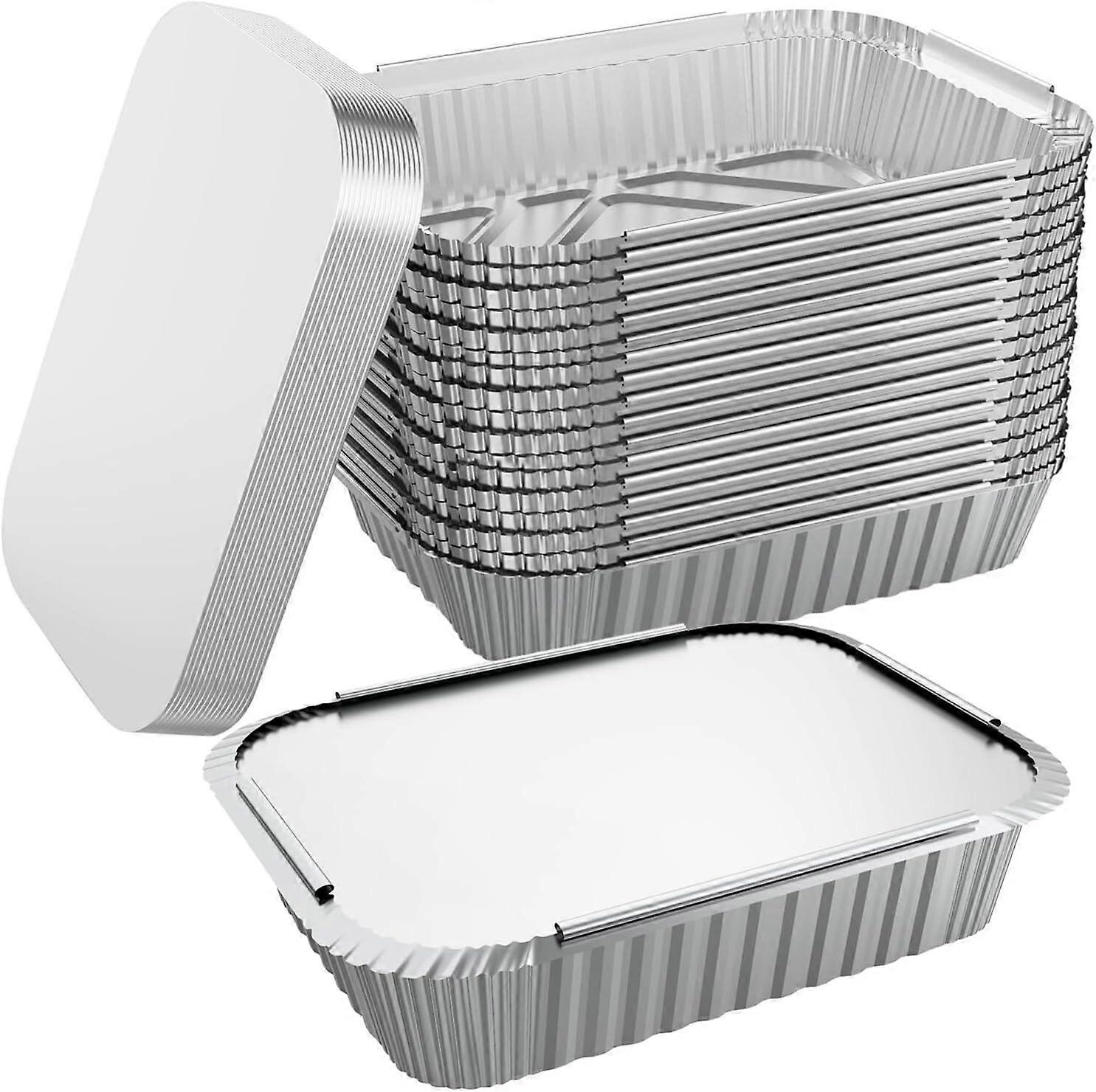 320x Aluminium Disposable Foil Food Container Trays Pans w/ Lids Covers Bulk 22x15x4.5cm