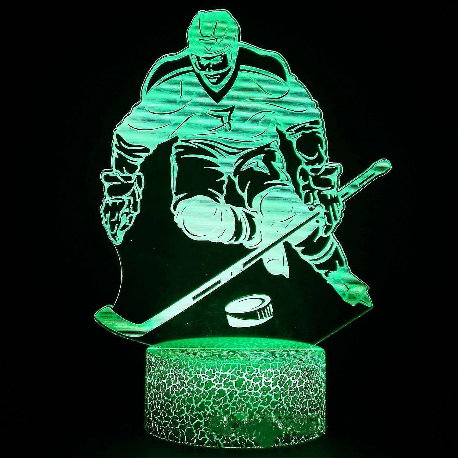 Hockey Player 3d Lamp Night Light With Remote & Touch Control,multiple Colour & Flashing Modes And Brightness Adjusted-a05