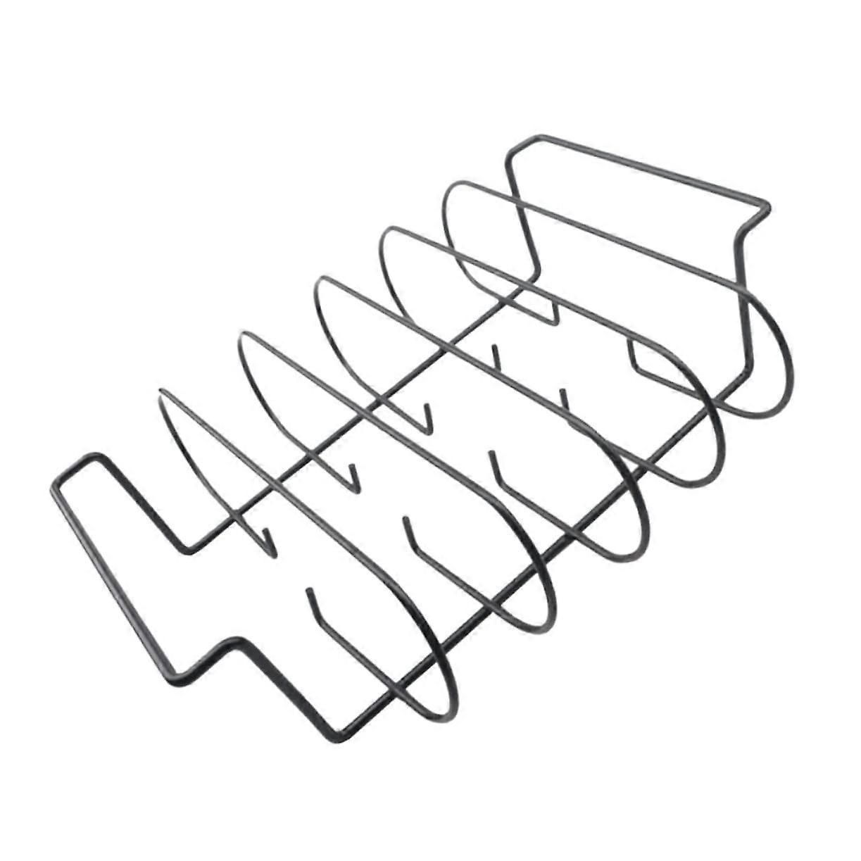 Grill Rack Reusable Rotisserie Stand Skewer Roaster for Meat BBQ Chicken Kebabs Iron Black