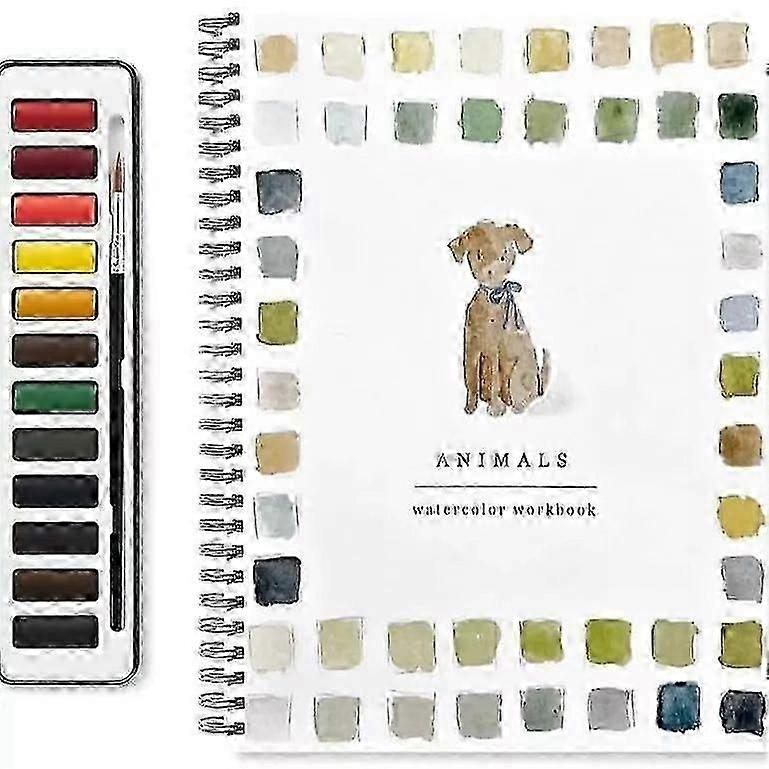 Watercolor Workbook for Beginners with 12-Color Paint Set