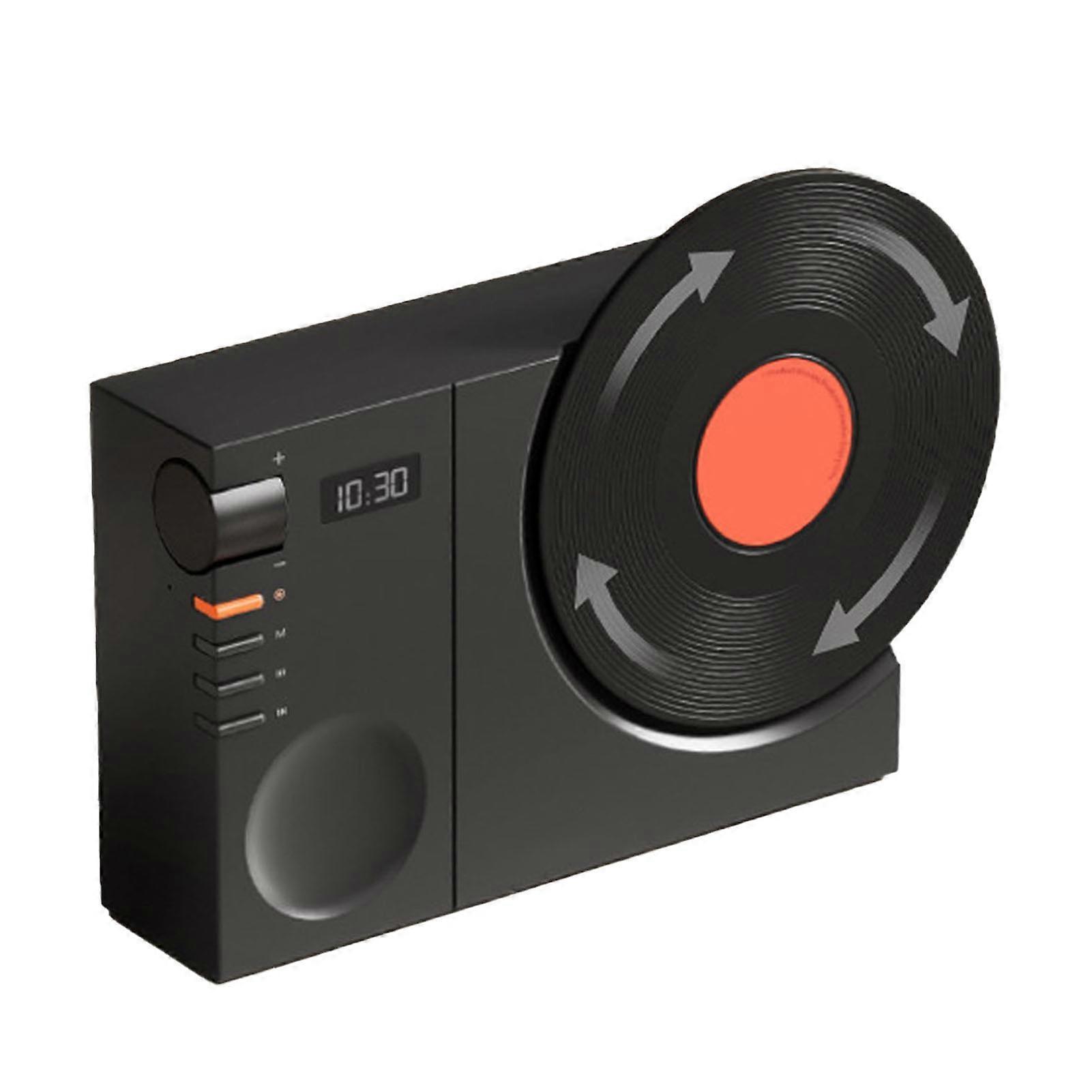 Retro Record Player BT Speaker - Portable Wireless Mini Speaker with Clock & USB