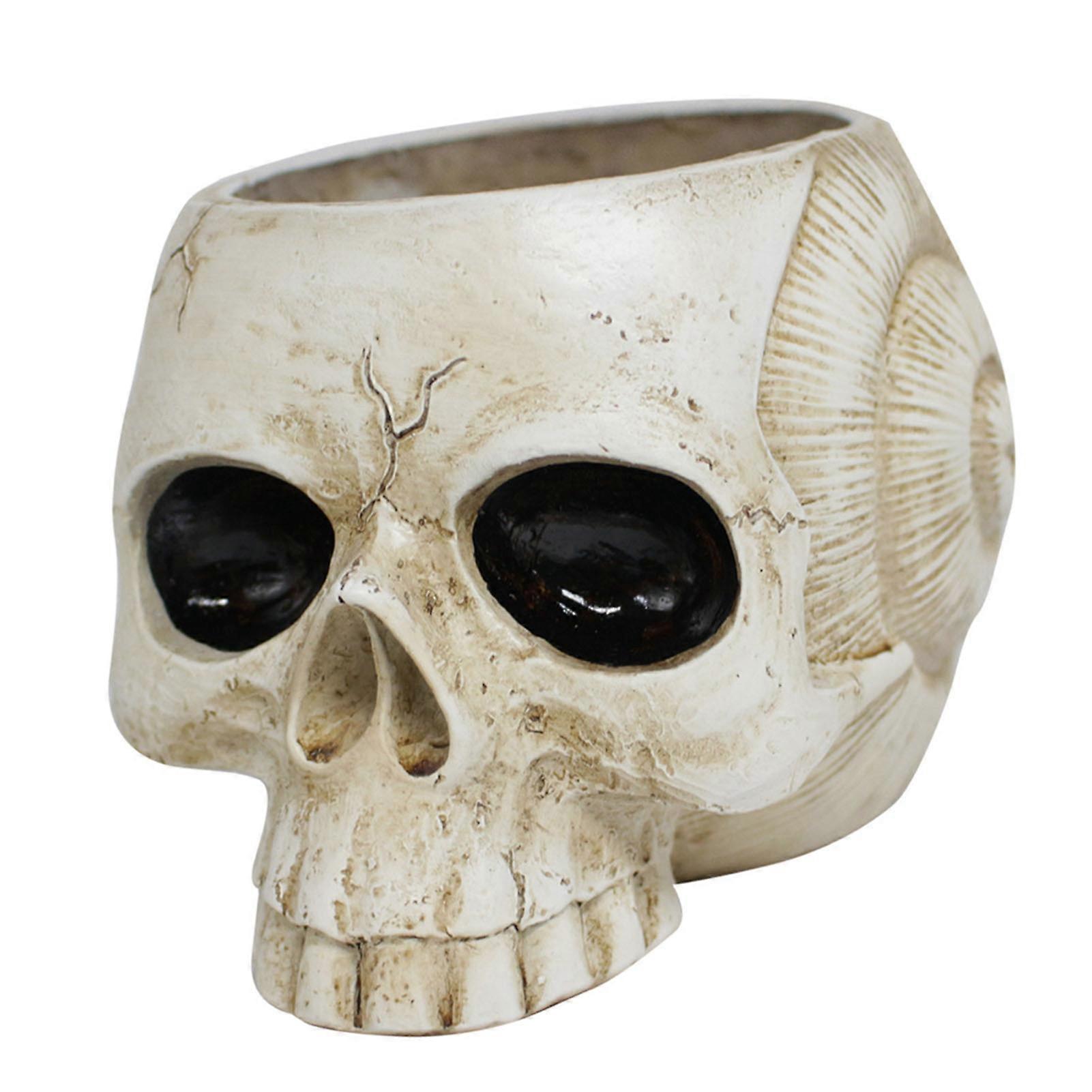 الراتنج جمجمة على شكل زهرة وعاء القوطية عصاري الغراس حامل زخرفة لديكور مكتب المنزل 