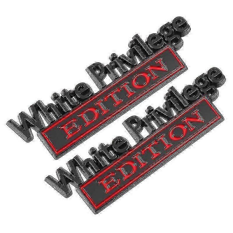 10.3X2.8cm Black Vehicle Emblems & Hood Ornaments 2pcs White Privilege Edition Zinc Alloy Badge Repl
