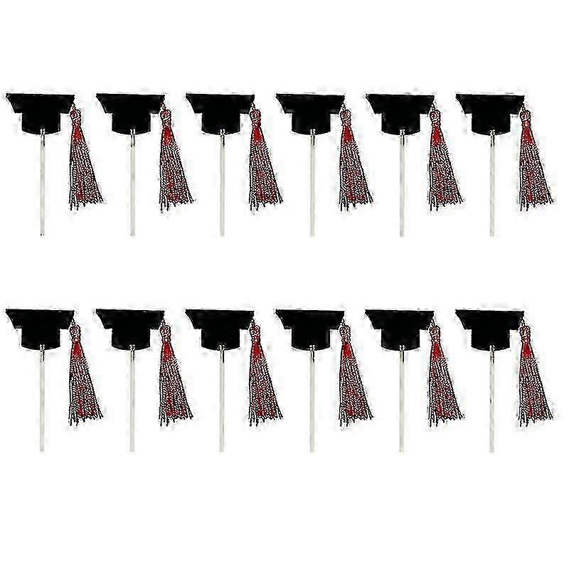 12pcs Graduation Hat Cupcake Toppers for Cake Decorations