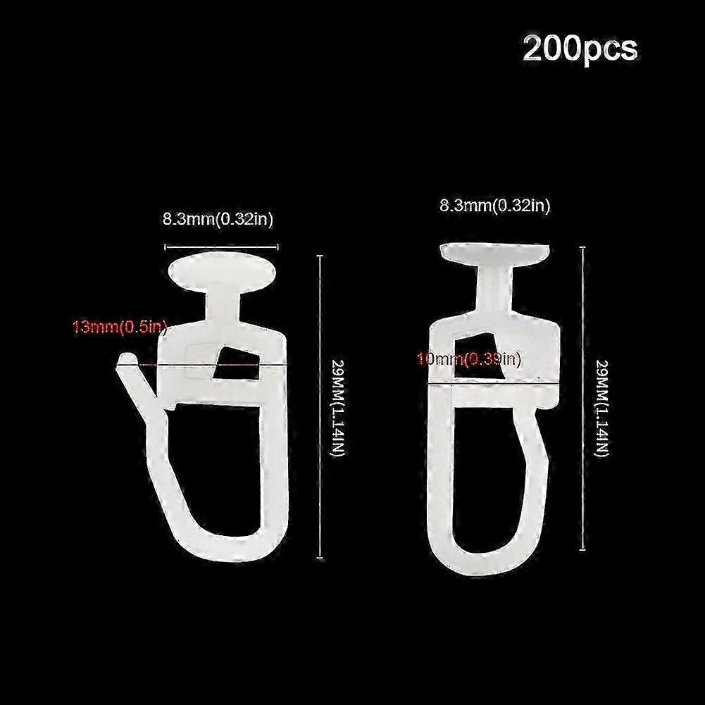200 Pack 8.3mm Curtain Gliders Hooks, Folding Design for Rail Track, Replacement Curtain Track Runners