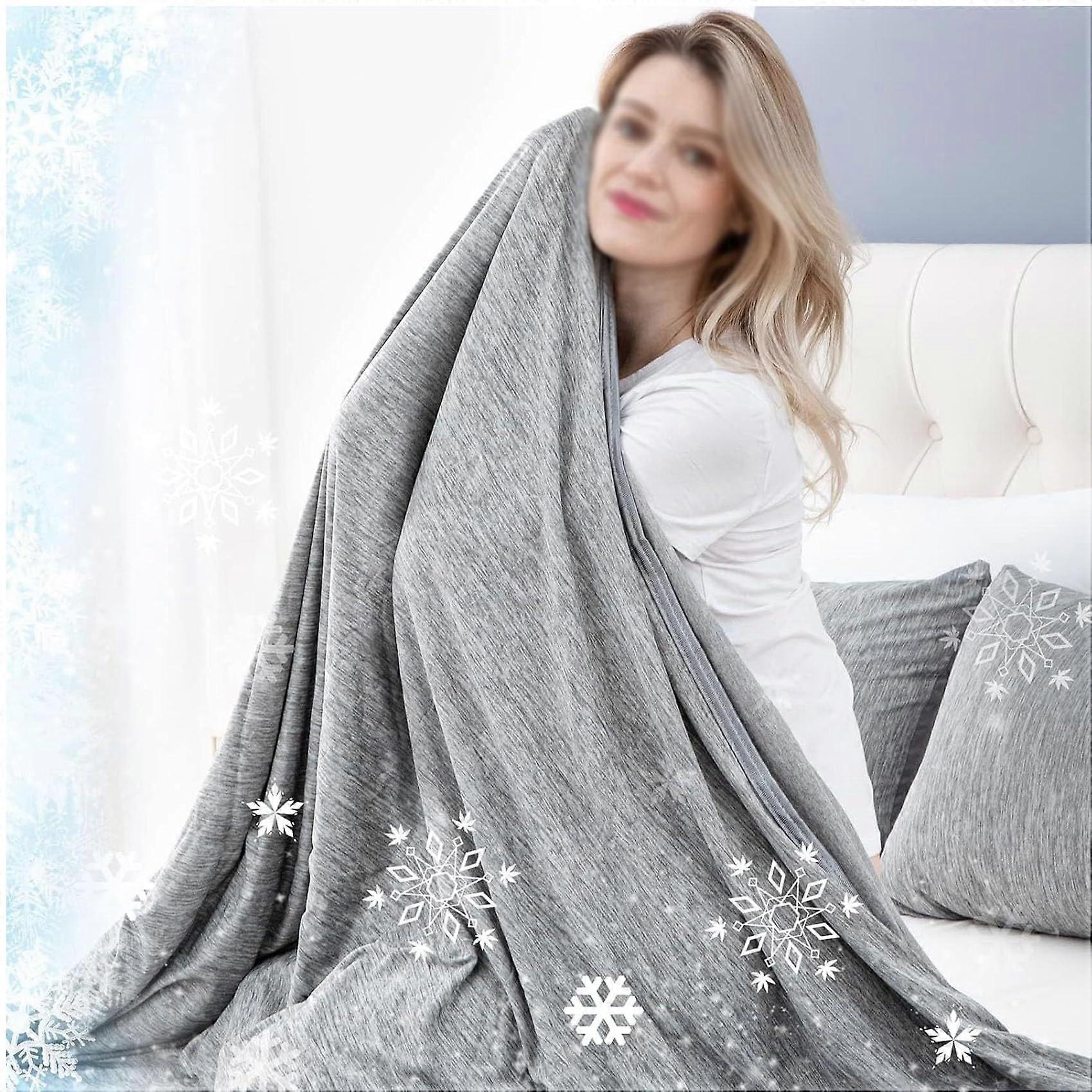 Summer Ultimate Cooling Blanket, Cool Fibre Summer Throw, Light Toss Travel (Light Gray, 6080inchs)