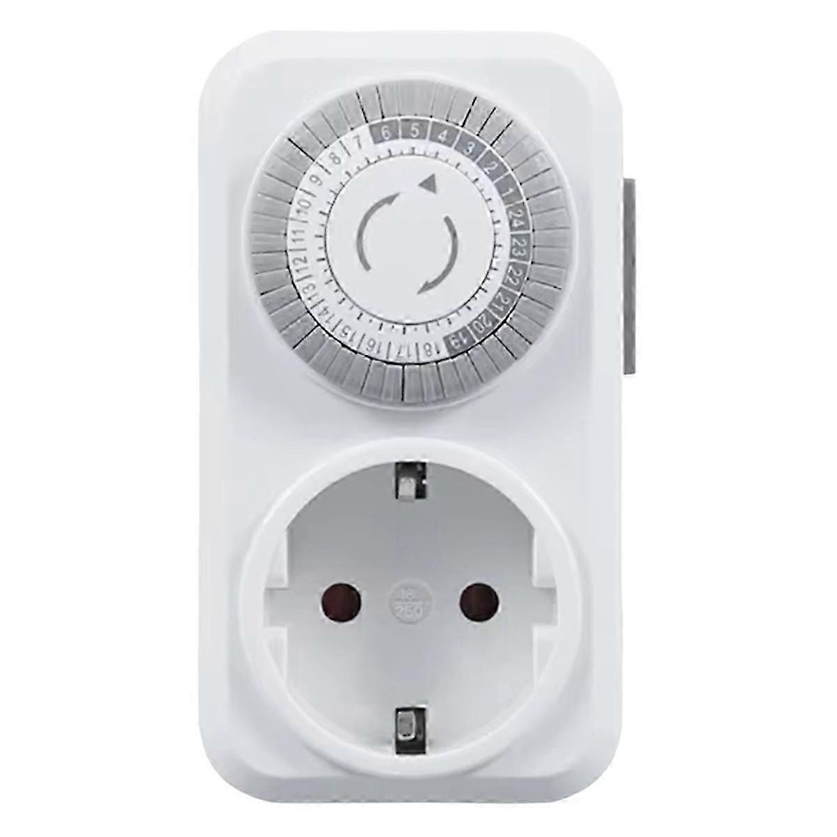 24-Hours Cycle Mechanical Timer with Overload Protection, 16A High-Power EU Plug for Timing Socket Automatic Shutdown