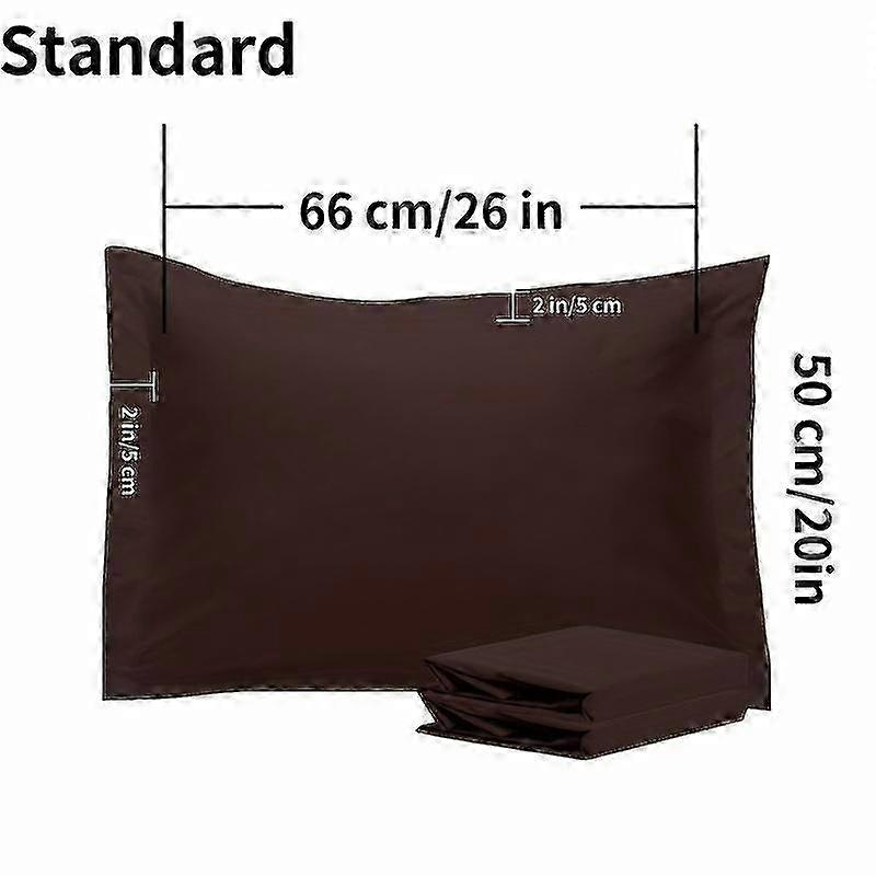 2pcs 100% Brushed Microfiber Colorful Pillowcase, Soft & Cozy, Wrinkle Fade, Envelope Closure - Chocolate 50x66cm