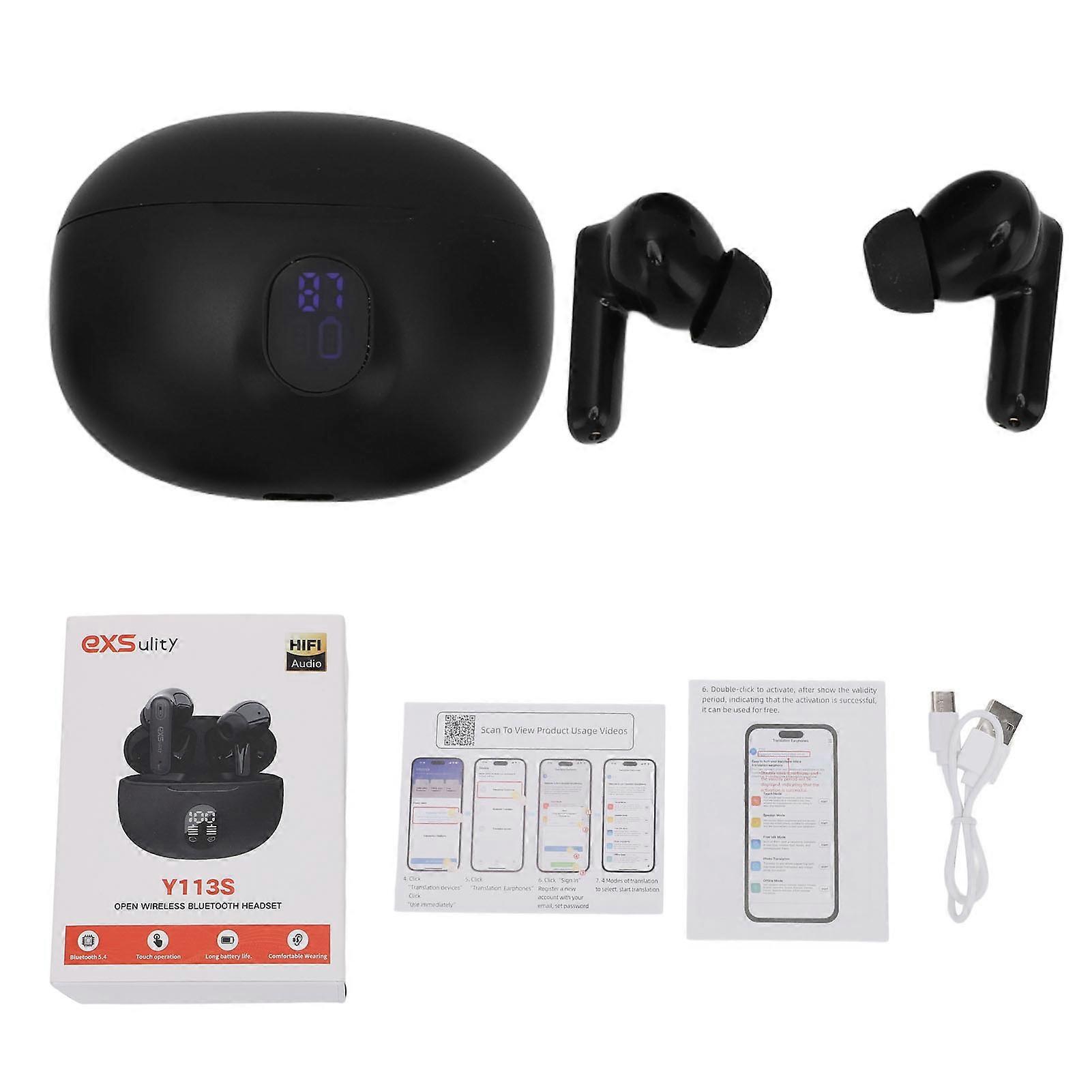 Écouteurs intra-auriculaires Bluetooth 5.4, 144 langues, sans fil, pour les voyages, les affaires et l'apprentissage, noir