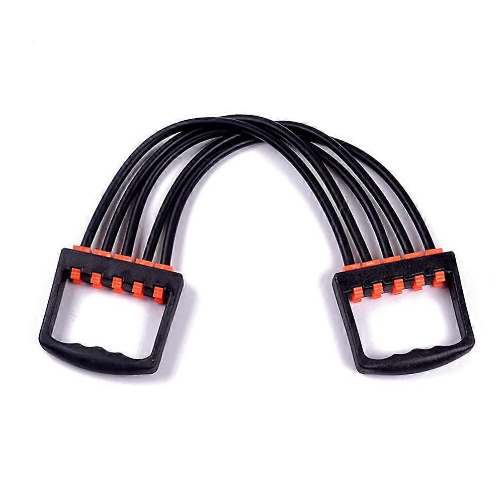 Adjustable Chest Expander, Chest Expander Fitness, Muscle Pull Exerciser, Chest Stretcher, 5 Strings for Shoulder Arm Muscles Training Black
