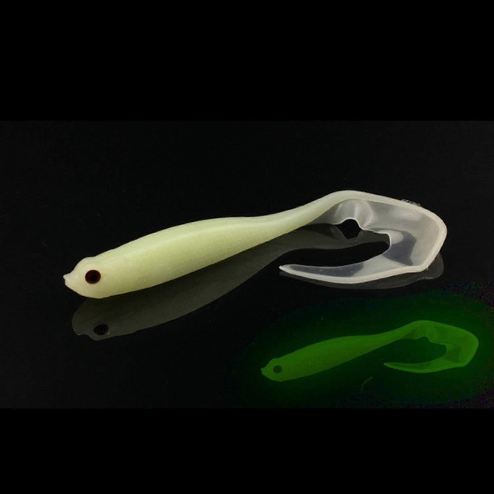 fishing bait, belly open hollow fish, soft bait, green, long tails, artificial bait, 12.5 cm/5.5 g